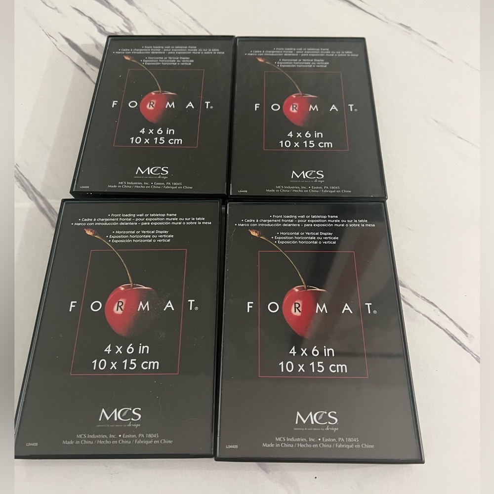 Set Of Four 4x6 Inch Format Frame, Black  New